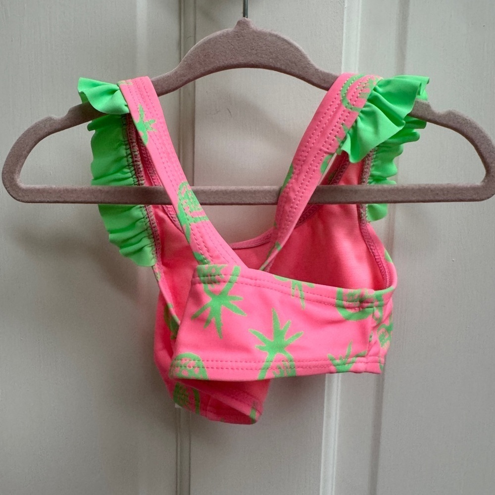 NWOT Okie Dokie 2T Girls Pink & Green Pineapple Bathingsuit Top Bikini - Picture 4 of 5
